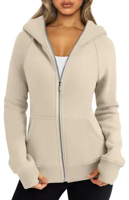 Produktbild von Trendy Queen Damen-Kapuzenpullover mit Reißverschluss, Fleece-Jacken, übergroße