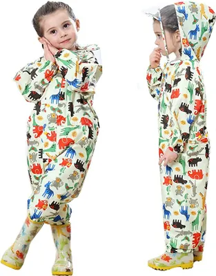 Produktbild von Regenmantel,L- Atmungsaktiv Wasserdicht Kinder Mädchen Jungen Kapuze Leicht Regenanzug Einteilig Outdoor Regenponcho Overall Regen Regenjacken 1-10 Jahre