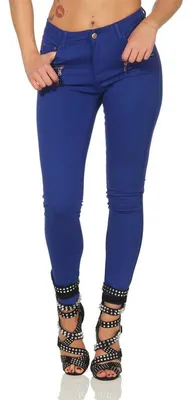Produktbild von Treggings Jeggings Hüfthose Stretch Slimfit mit Taschen Hose; Blau S