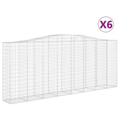 Obrázok produktu pre vidaXL Gabiony s vysokým oblúkom 6 ks 400x50x160/180cm Pozinkované železo