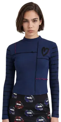 Produktbild von Desigual Damen-Top schwarz mit Neonstreifen im Neckholder-Stil XS