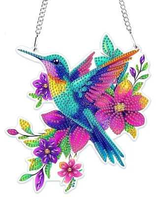 Obrázok produktu pre Sada príveskov s motívom kolibrka, technika "diamond painting", vrátane retiazky, vhodná pre deti aj dospelých