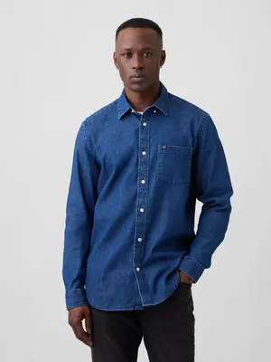 Produktbild von Gap Herren Jeanshemd XL mit durchgehender Knopfleiste und langen Ärmeln