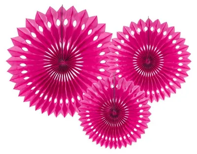 Produktbild von Deko-Rosetten, dunkelrosa, 20-30cm (1 Packung / 3 Stk.)
