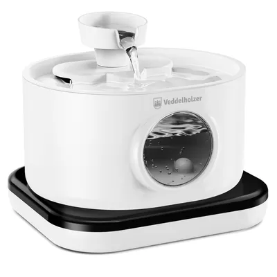 Produktbild von Veddelholzer 2,8 Liter Premium Katzenbrunnen kabellos mit Bewegungsmelder und 4 Fach Filter extrem leise 5200 mAh Akku inkl USB-C Kabel und Stecker