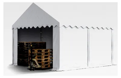 Produktbild von Stabiles Lagerzelt 3x4 m PVC 800 N weiß wasserdicht mit Bodenrahmen