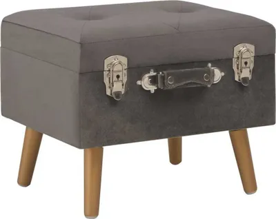 Image de Tabouret de rangement 40 cm Gris Velours
