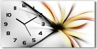 Produktbild von Wanduhr aus Glas – 60x30 cm - Glasbild - Glasuhr - Gehärtetes Glas - schwarze-zeiger - Blume Abstraktion
