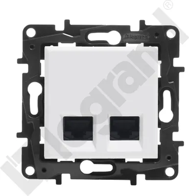 Produktbild von Doppelbuchse 2xRJ45 Kat. 5e UTP - weiß, NILOE STEP