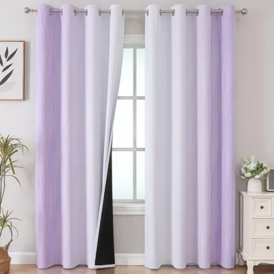 Ombre-Ringvorhänge 2er-Set, Lila/Weiß, 229x132 cm