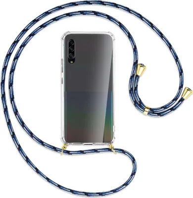 Produktbild von Handykette Backcover-Schutzhülle mit Band (Metall goldfarben) für Samsung Galaxy A90 5G - Blautöne