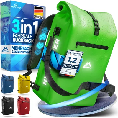 Produktbild von Nextcover® NEU 3in1 Fahrradtasche für Gepäckträger [Aquashield] - Gepäckträgertasche, Rucksack und Umhängetasche 25 Liter I Fahrrad Tasche wasserdicht