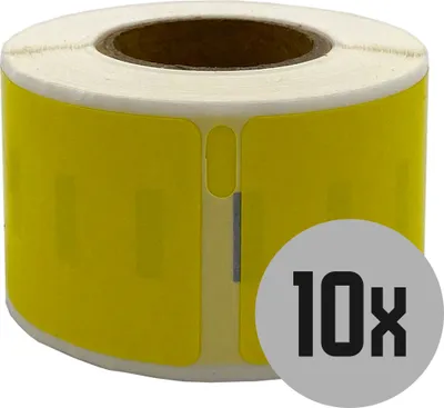 Produktbild von DULA Etiketten - Kompatibel mit Dymo Compatible labels - Geel - 99010 - S0722370 - Adresetiketten - 10 rollen - 28 x 89 mm - 130 labels per rol
