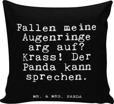 Produktbild von Mr. & Mrs. Panda kissen für sofa Fallen meine Augenringe arg... - Schwarz - Geschenk, 40x40, Freundin, Lustige Sprüche, Kuschelkissen, Müdigkeit, zier, bedruckt, Hausfrau