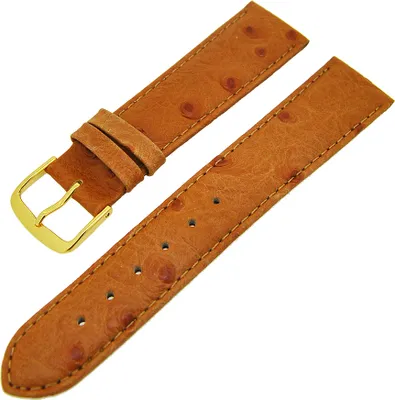 Produktbild von Uhrenarmband Straußenleder Hellbraun Gold Ton in Ton 18mm Matt S Struktur 13945