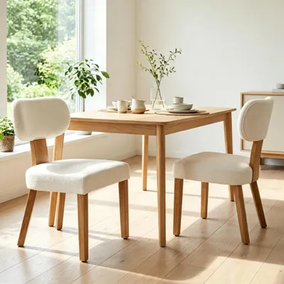 Image de Ensemble de 2 chaises de salle à manger de style scandinave, avec pieds en bois