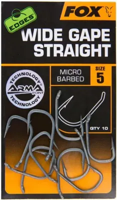 Immagine prodotto di Fox Fishing Edges Wide Gape Straight Hook #8 Silver Fishing Hook