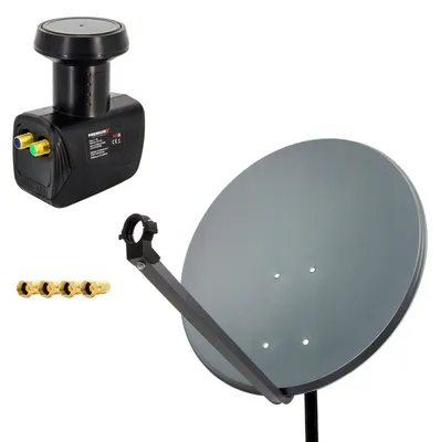 Produktbild von PremiumX SAT Anlage 80cm Satellitenschüssel Twin LNB 4x F-Stecker