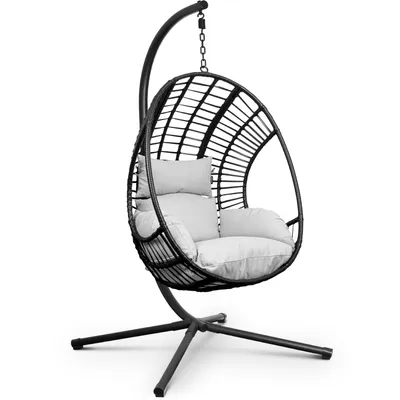 Obrázek produktu pro Swoods XXL Závěsné Křeslo s Konstrukcí – Pro Vnitřní i Venkovní Použití – Včetně Polštářů – Egg Chair – Nosnost do 150 kg