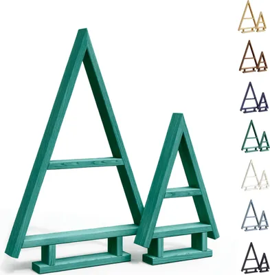Image de be4nature Bois Sapin de Noël Lot de 2 - Vert foncé, Sapins imprégnés faits main pour l'intérieur & l'extérieur, décoration de Noël à réaliser soi-même