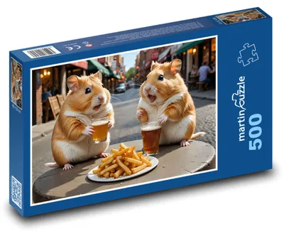 Zdjęcie produktu dla Puzzle 500 Chomiki z piwem i frytkami - martinpuzzle