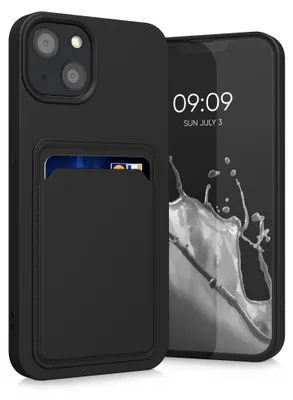 Produktbild von kwmobile Handyhülle für Apple iPhone 13 Hülle mit Kartenfach - TPU Case - Kabelloses Laden - Schutzhülle Cover in Schwarz