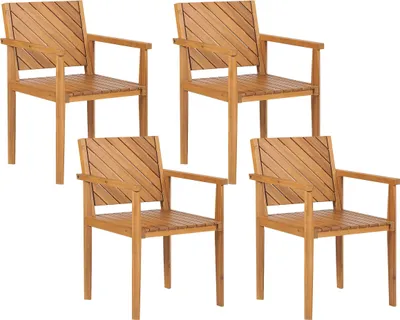 Obrázek produktu pro BELIANI Sada 4 zahradních židlí světlé akáciové dřevo s područkami moderní design zahrada terasa