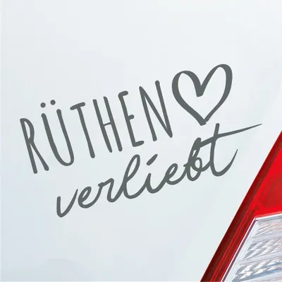 Produktbild von Auto Aufkleber Rüthen verliebt Herz Stadt Heimat Liebe Car 19x10 cm Grau Sticker Heckscheibenaufkleber
