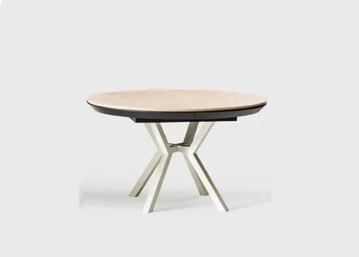 Image de Table de cuisine moderne Table de salle à manger extensible ronde en bois beige