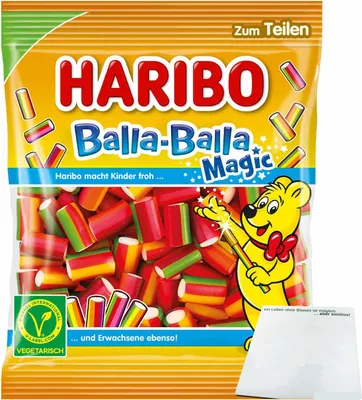 Produktbild von Haribo Balla-Balla Magic (160g Packung) + usy Block
