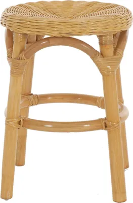 Produktbild von KRINES HOME Hocker aus natürlichem Rattan / Rattanhocker Rund / Beistell-Hocker / Schemel Badhocker (Honig)