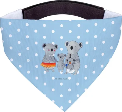 Produktbild von Mr. & Mrs. Panda Hundehalstuch S Koala Familie - Blau Pastell - Geschenk, Mama, Koalas, Halstuch Hund, Tuch, Papa, Family, Für Hunde, Muttertag, Hundeschal