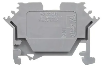 Imagen del producto de Conector pasante WAGO, 2 conductores, 280-601, 2.5 mm², color gris