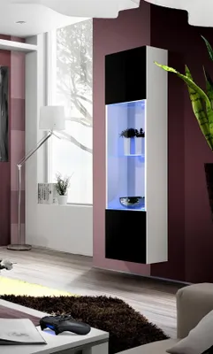 Produktbild von Holzvitrine Hänge Vitrine Wohnzimmer Möbel Design Weiß Modern Einrichtung