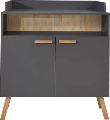 Produktbild von MatsBaby Wickelkommode 2 Türen, 1 Offenes Fach grau.