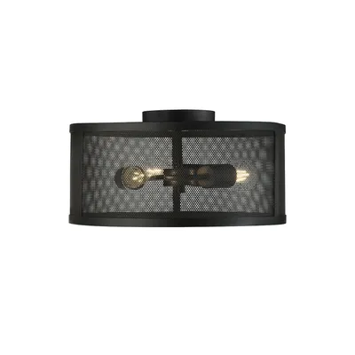 Image de Fishnet plafonnier à 3 flammes rond 45cm noir mat