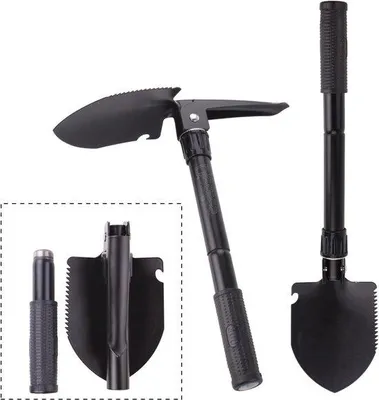 Obrázek produktu pro Multifunkční skládací lopata s kompasem - Ocelová mini lopata pro turistiku a kempování - Diealles - Zahradnictví Survival Rybaření Batoh - 17 x 11,5 cm