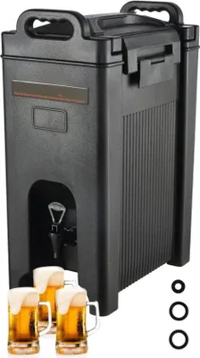 Produktbild von Großer Wasser- und Getränkedispenser 18,9 L, LDPE, isoliert, für 1-2 Personen, mit Wasserhahn für Kaffee, kalte Milch, Wasser und Saft