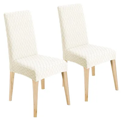 Produktbild von Stuhlhussen 2er Set, Universal Esszimmerstuhlbezug, Abnehmbar Waschbar, Beige