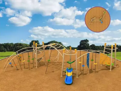 Image de Terrain de jeux pour enfants en bois, tour d'escalade extérieur avec toboggan