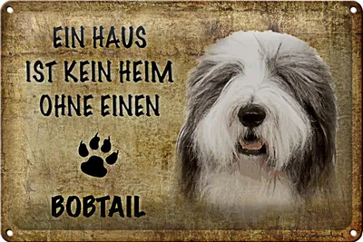 Produktbild von Blechschild Bobtail 30x20cm Haus ist kein Heim ohne