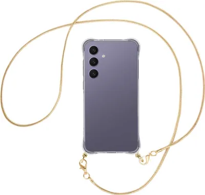 Produktbild von Handykette Backcover-Schutzhülle mit Band (Metall goldfarben) für Samsung Galaxy S24 FE 5G - goldfarbene Snake-Kette