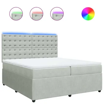Produktbild von Boxspringbett mit Matratze Hellgrau 200x200 cm Samt