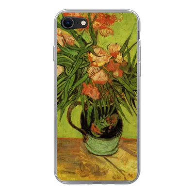 Produktbild von MuchoWow® Handyhülle Schutzhülle Hülle für iPhone SE 2020 Stillleben Vase mit Oleander und Büchern - Vincent van Gogh Silikon Softcase Handy Hülle - Kartenbesitzer