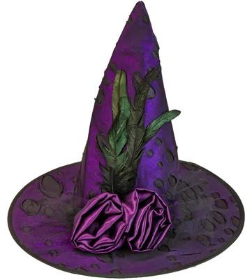 Produktbild von Hexenhut lila mit Blumen und Federn