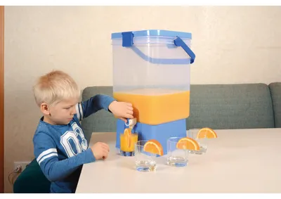Image de EDUPLAY 110378 Distributeur de boissons 27 litres, 31,5 x 31,5 x 49 cm, bleu/transparent