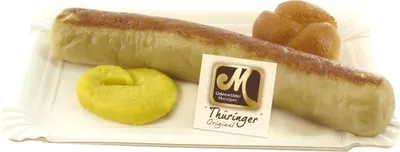 Produktbild von Odenwälder Marzipan Thüringer Bratwurst mit Senf und Brötchen 100g