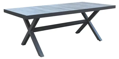 Immagine prodotto di Tavolo rettangolare da esterno con struttura in alluminio e piano in Vetroceramica effetto legno Lagon -  Black