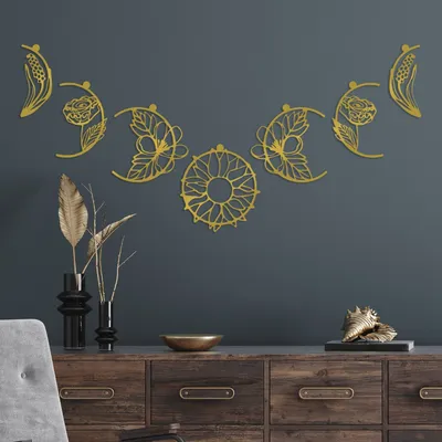 Image de Wallity, Simbolo-3, accessoire mural décoratif en métal, or, 100 % METAL, 25 x 27 cm