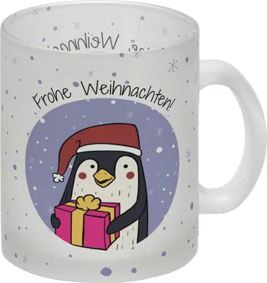 Produktbild von Frohe Weihnachten Glas Tasse mit süßem Pinguin